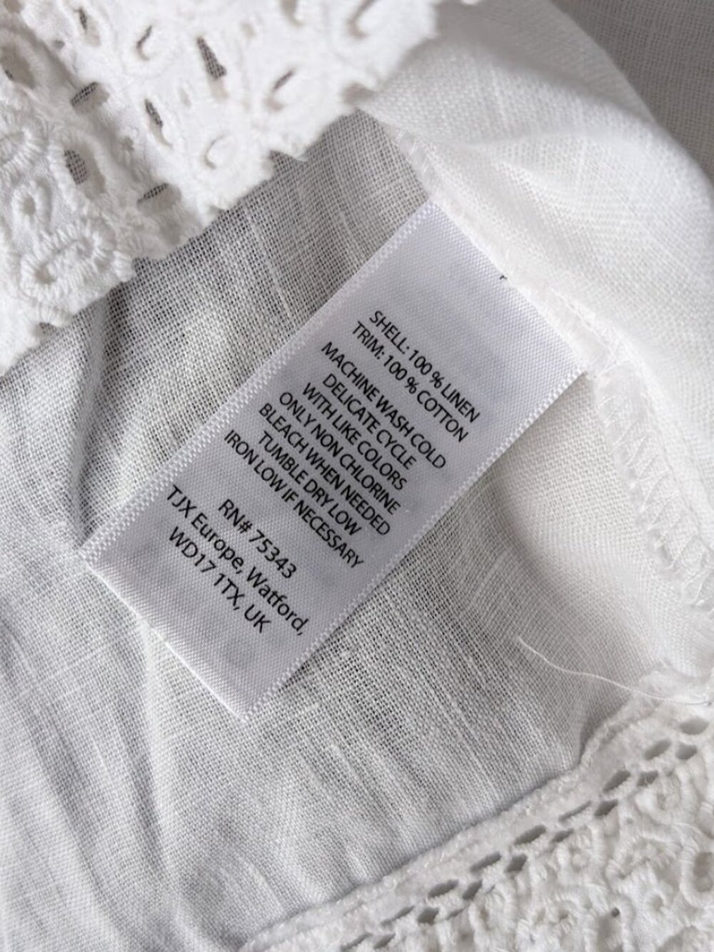 Cynthia Rowley Womens White LINEN Eyelet Blouse Long Sleeve Hook Eye Closure XS - Picture 8 of 12